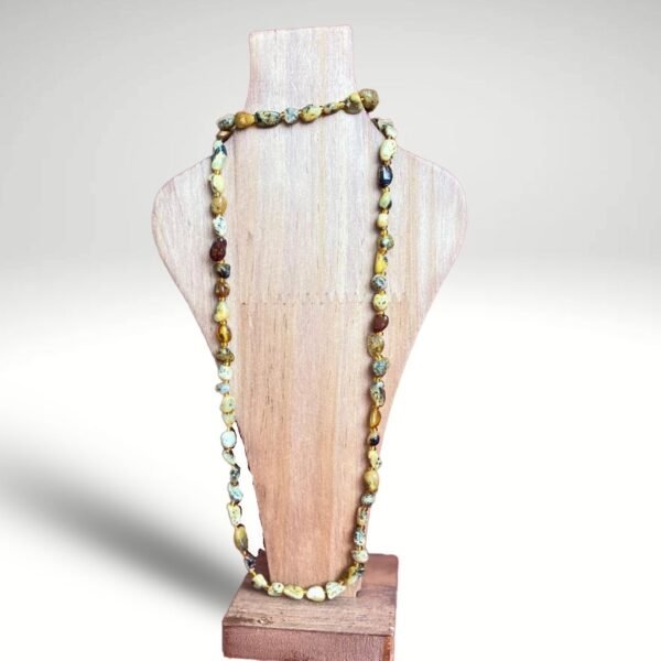 Yetişkin Kehribar Kolye – 56 cm Taş Desenli Yamuk Model